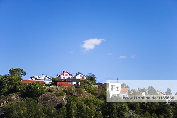 Houses on a hill  Gothenburg  Sweden.