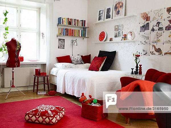 Schlafzimmer weiß rot