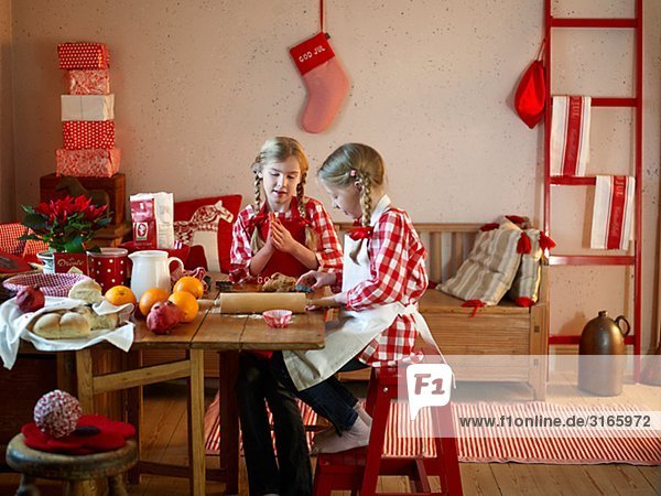 Children doing some baking for Christmas  Sweden.