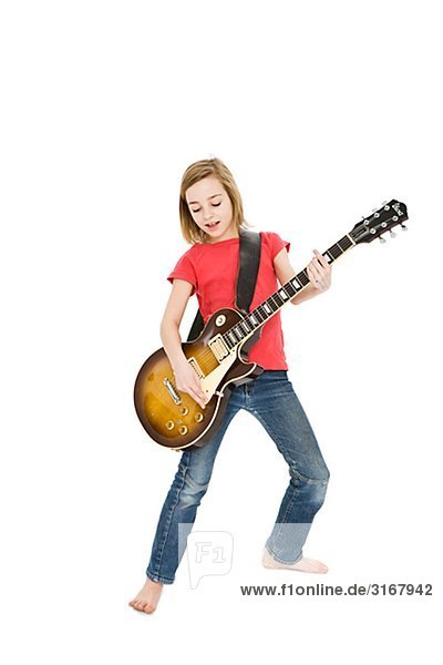 A girl playing music.