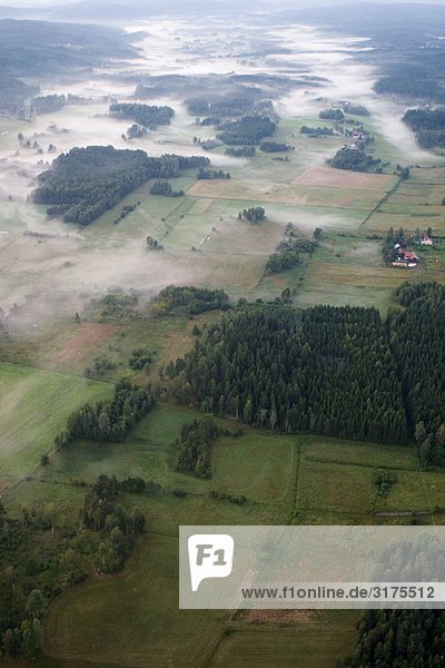 Landschaft Dunst Ansicht Luftbild Fernsehantenne Schweden