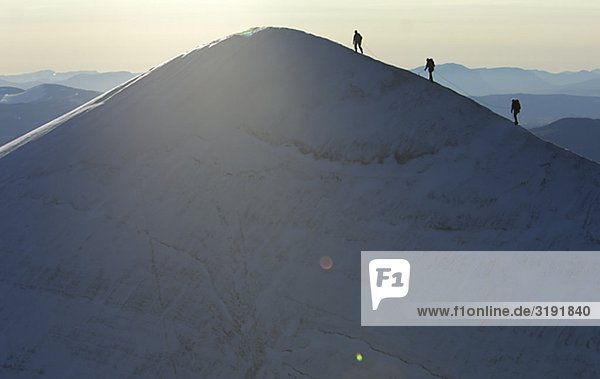 Mountain climbing  alpinism  on top of the Kebnekaise mountain  Giebnegaise  2104 metres.