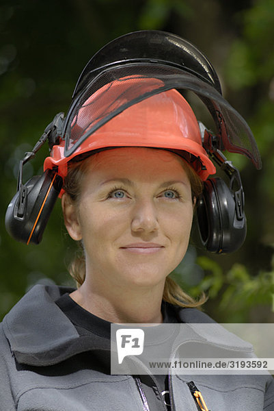 Eine weibliche Holzfäller  Schweden.