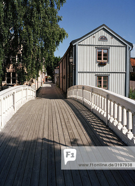 klein Stadt Norrtälje Holzbrücke Schweden