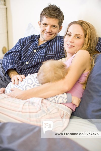 A family in bed  Sweden.