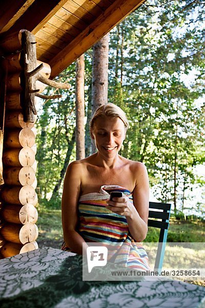 Portrait of a blond woman  Finland.