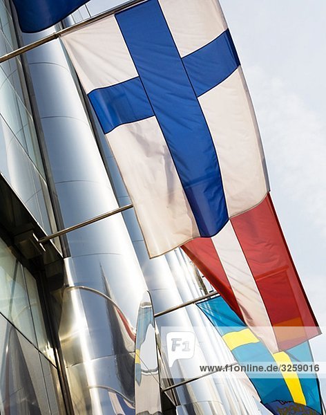 Nordic Flags auf der Fassade  Schweden.