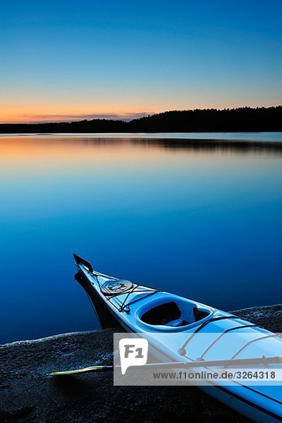 A kayak in the sunset  Sweden.