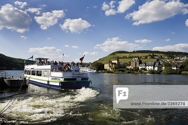 Germany  Rhineland-Palatinate  Traben-Trarbach  Tourboat on Moselle river