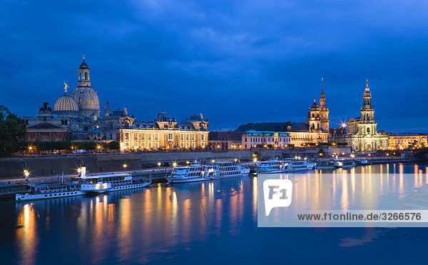 Germany  Saxony  Dresden skyline at night