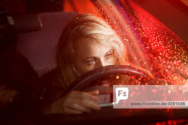 Young woman in car accident