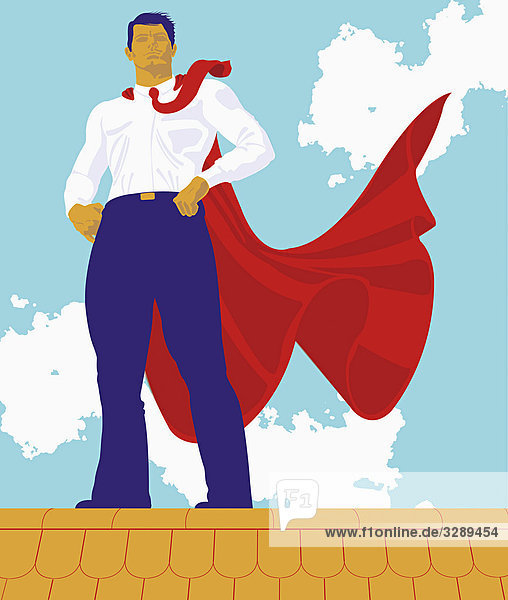 Man wearing red cape
