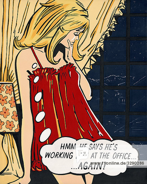 Frau im Negligé in einem Comic