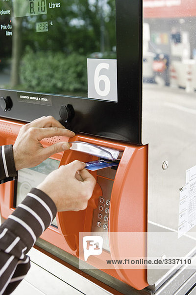 Paying at the gas pump  using credit card reader