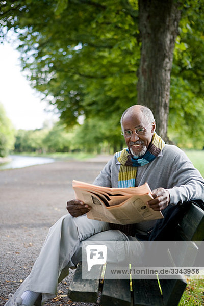 Senior man on a bench  Sweden.