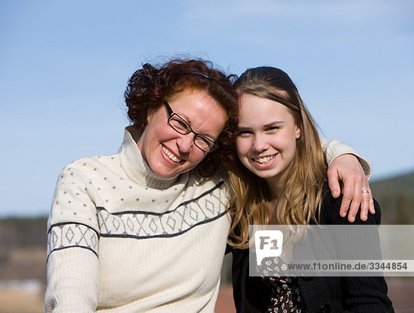 Portrait of a mature woman and a teenage girl  Sweden.