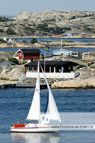 A sailing-boat in the archipelago  Sweden.