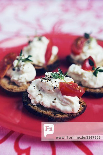 Sandwiches with sliced tomato and cream cheese  Sweden.