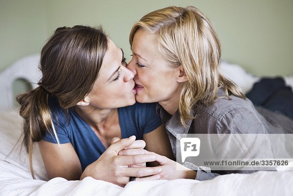 Girlfriends kissing