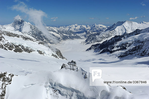 Landschaftlich schön landschaftlich reizvoll Berg Landschaft Alpen UNESCO-Welterbe Schnee Schweiz Kanton Bern Aletschgletscher