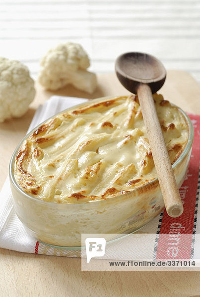 Pasta mit Blumenkohl und Gorgonzola gratin
