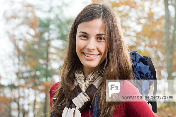 Young woman in forest