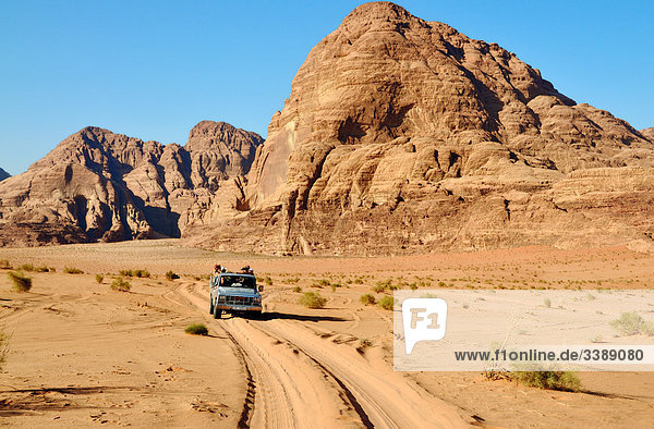 Jeep in Wadi Rum  Jordan  Asia
