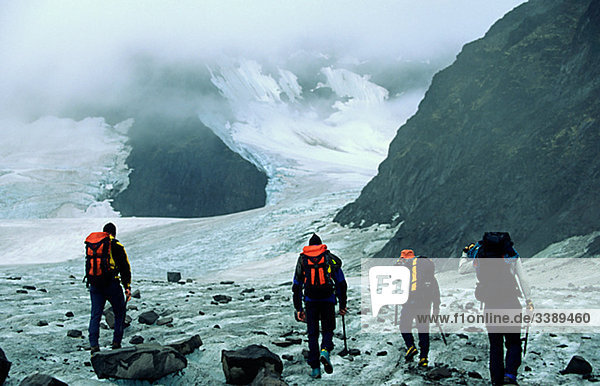 Researchers at the glacier Tarfala  Kebnekaise  Sweden.