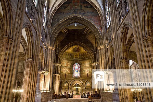 Interior of the Strasbourg Cathedral  Strasbourg  France  low angle view