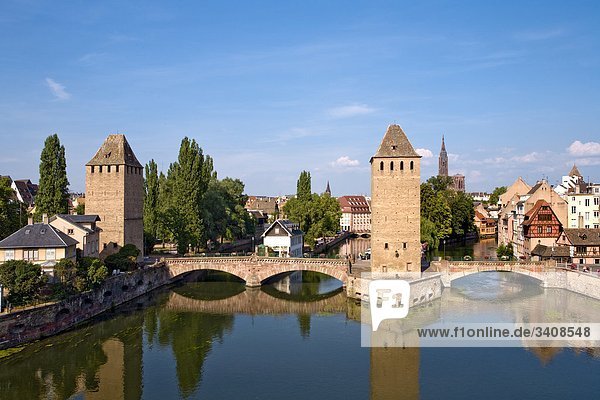 Ponts Couverts über der Ill  Straßburg  Frankreich  Erhöhte Ansicht