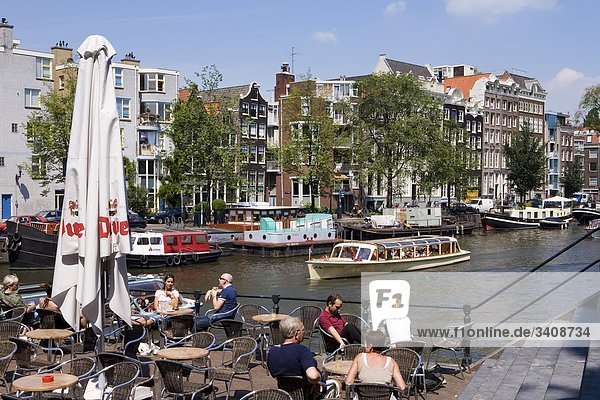 Cafe De Sluyswacht  Amsterdam  Niederlande  Erhöhte Ansicht