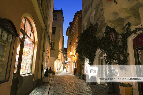 Alley in the old town of Regensburg  Germany