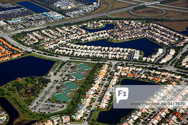 Aerial view of houses on florida east coast