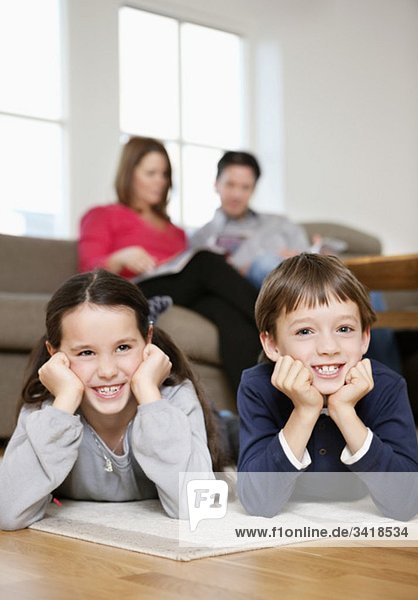 Happy children watching tv