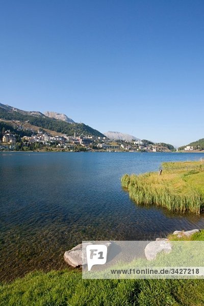 Schweiz  Graubünden  Engadin  St. Mortitz mit St. Moritzer See