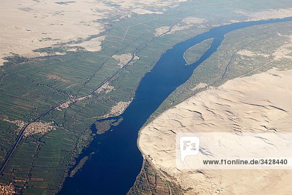 Aerial view of river nile near aswan