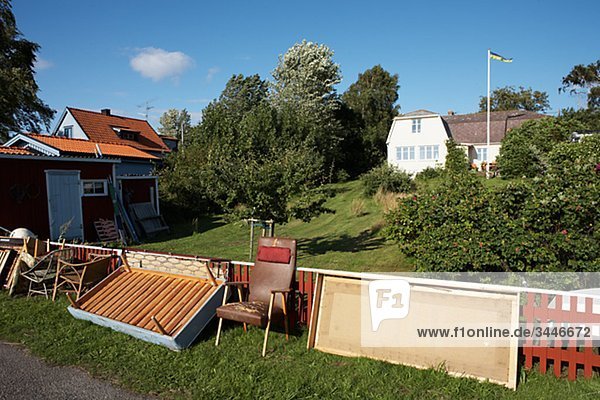 Scandinavia  Sweden  Blekinge  View of garden with house
