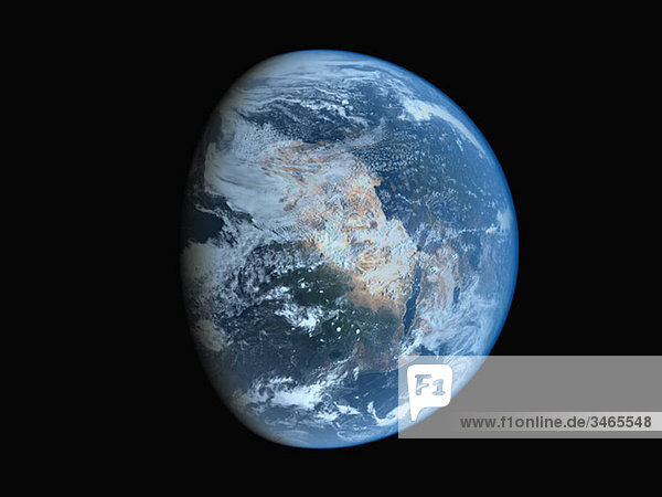 Satellitenbild der Erde teilweise im Schatten