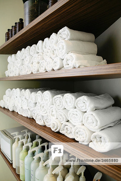 Shelves in a beauty spa