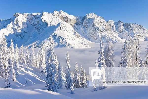 Sunrise in winter at the Hochkoenig Austria