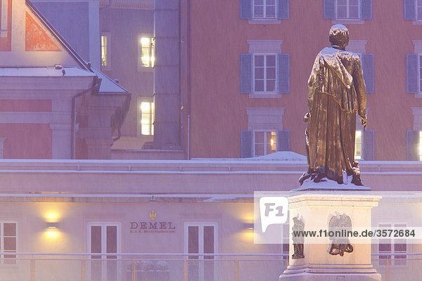 Mozart Statue on the Mozart Square Salzburg Austria