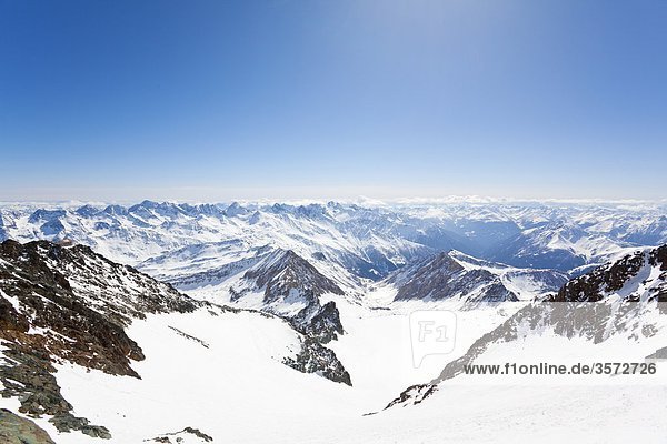 View from Koednitzkees at the Grossglockner to Schober Mountains Austria