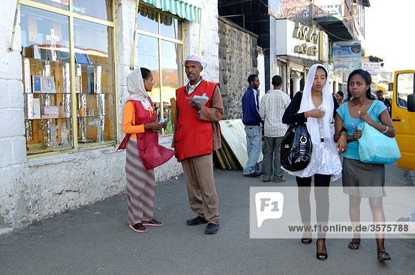 Haile Selasse Street scene Piazza addis ababa ethiopia