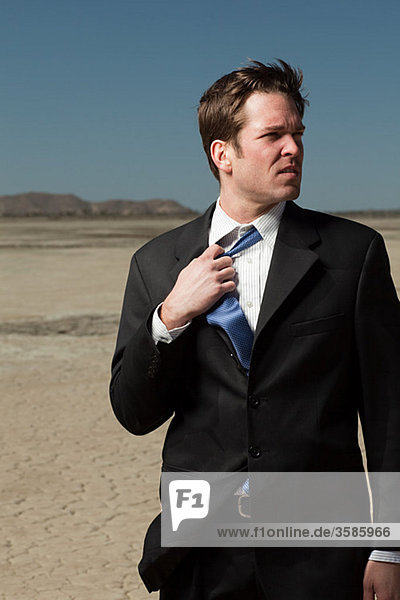 Businessman in desert