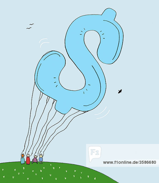 Großes Dollarsymbol an Luftballon