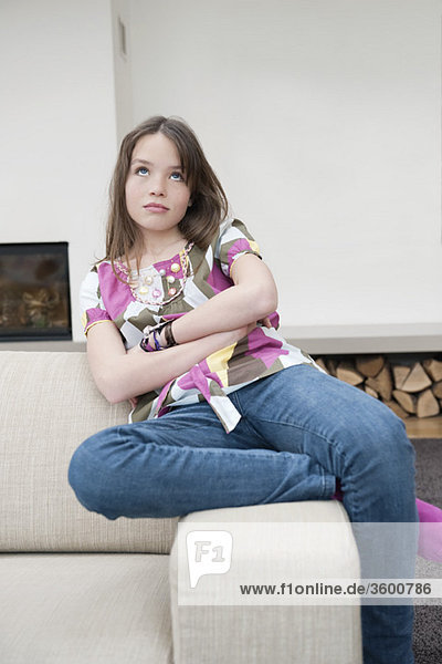 Girl sitting on a couch