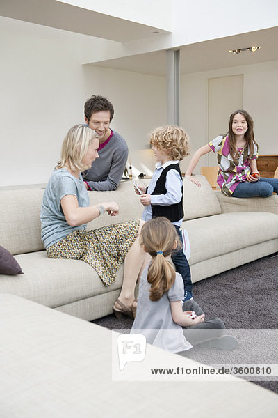 Family in a living room