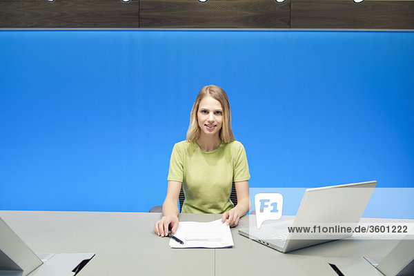 Businesswoman working in a conference room