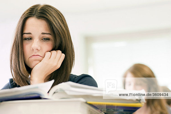 Anxious female high school student