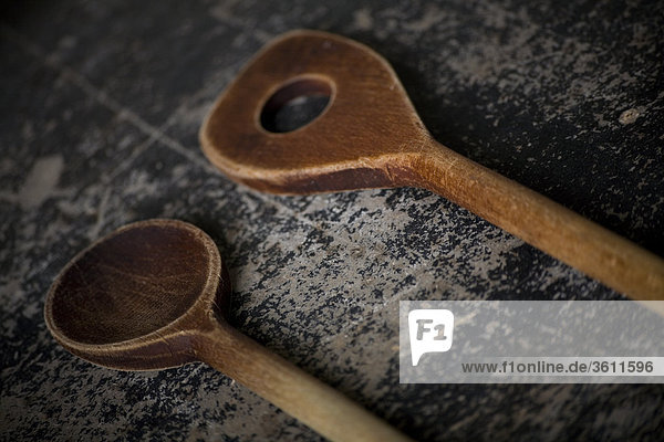 Two wooden spoons
